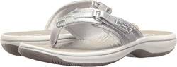 Clarks Damen Breeze Sea Flipflop, Silberfarben, synthetisch, 42 EU von Clarks