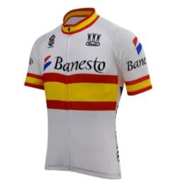 Trikot Radfahrer Herren Kurzarm Banesto Miguel Indurain Vintage Retro Geschenkbox Radfahren Giro Vuelta, Blanc, S von Class'Icc