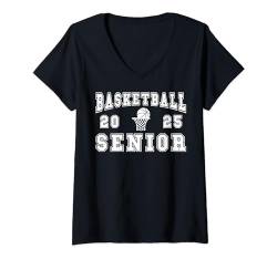 Damen Basketball Senior Night Basketball Senior 2025 Abschluss 2 T-Shirt mit V-Ausschnitt von Class of 2025 Graduation Shirts