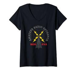 Damen Amateurfunkgerät HAM Radio T-Shirt mit V-Ausschnitt von Classic Ham Radio Gifts Apparel