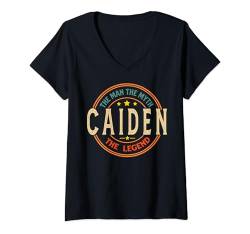 Damen CAIDEN The Man The Myth The Legend Vintage Personalisiert T-Shirt mit V-Ausschnitt von Classic Vintage Apparel for Men.