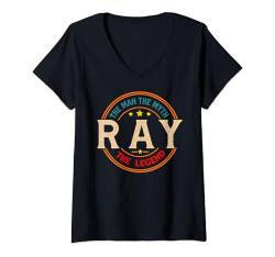 Damen RAY The Man The Myth The Legend Vintage Personalisiert T-Shirt mit V-Ausschnitt von Classic Vintage Apparel for Men.