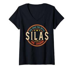 Damen SILAS The Man The Myth The Legend Vintage Personalisiert T-Shirt mit V-Ausschnitt von Classic Vintage Apparel for Men.