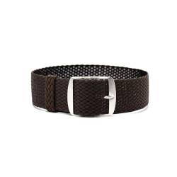 ClassicWatchStraps Perlon Uhrenarmband | Dunkelbraun - 16 mm - Schließe: Silber Gebürstet | Nylon | Ersatz-Armband von ClassicWatchStraps