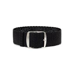 ClassicWatchStraps Perlon Uhrenarmband | Schwarz - 20 mm - Schließe: Silber Gebürstet | Nylon | Ersatz-Armband von ClassicWatchStraps