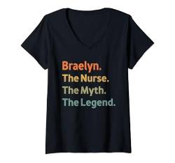 Damen Braelyn The Nurse The Myth The Legend Lustige Vintage-Idee T-Shirt mit V-Ausschnitt von ClassyClothiers