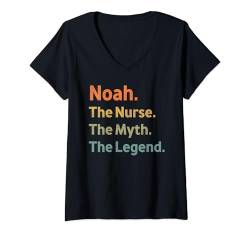 Damen Noah The Nurse The Myth The Legend Lustige Vintage-Idee T-Shirt mit V-Ausschnitt von ClassyClothiers