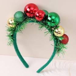 Clataly Green Band und Ornamental Balls Haarbänder Weihnachtsbaum Haarbänder Weihnachtsfeier und Cosplay Haarzubehör (A) von Clataly