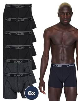 Claudio Herren Boxershorts 6er Pack – Baumwolle, Premium Unterwäsche im dänischen Design, superweicher Komfort – Größe L, Farbe Schwarz von Claudio