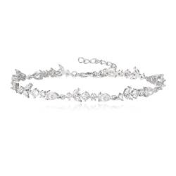 Clearine Hochzeit Marquise Cubic Zirkonia Braut Armbänder für Bräute Brautjungfern Damen, Silber Tennis-Armband für Prom Partei Schmuck von Clearine