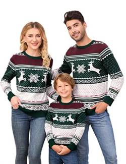 Weihnachtspullover Familie Set Pulli Pullover Weihnachten Herren Sweatshirt Pullis Sweater Damen Kinder Jumper Weihnachtspullis Christmas Winterpullover Jungen Mädchen, Mehrfarbig,130 von Clearlove