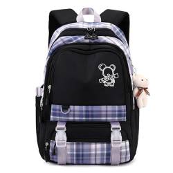 Cleminsta Schulranzen, Kinderrucksack Mädchen Jungen Schulrucksack Schultasche für Schule Wander, Schulrucksack Mädchen Teenager Rucksack Schule,Multi-Tasche Wasserdicht Schulrucksack (Schwarz) von Cleminsta