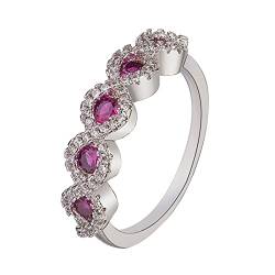 Fashion Ring Imported Promis Trend Micro mit Ring-Verlobungsring und Diamant-Verlobungsring Messing Ringe (Red, 7) von Clicitina