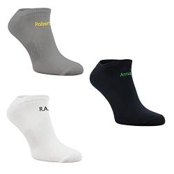 Cliff Edge Bestickte Sneaker Socken mit Name für Damen und Herren bestickt das perfekte Geschenk (Schwarz, 47-50) von Cliff Edge