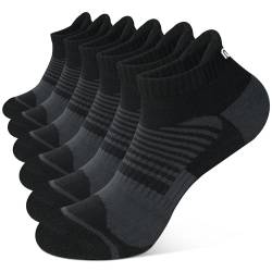 Closemate 6 Paar Sneaker Socken Herren Sportsocken kurze Baumwolle Laufsocken Antirutsch Atmungsaktive Knöchelsocken für Outdoor Fitness Wandern Radfahren(6Schwarz, Größe L) von Closemate