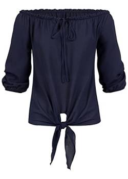 Cloud 5ive Damen 3/4 Bluse mit Binde- und Knotendetail navy blau von Cloud 5ive