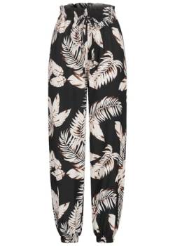 Cloud 5ive Damen Hose Crepe Stoffhose mit Gummibund und All Over Palmen Print von Cloud 5ive