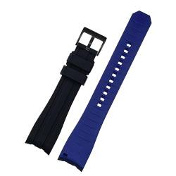 Clouism Doppelte Farbe für Rolex Citizen Seiko Silicon -Gurt Männer Uhr Accessoires Arc Mundbandband Armband Uhrengürtel 20mm 22mm Uhrenbandbänder(Black blue black,20mm) von Clouism