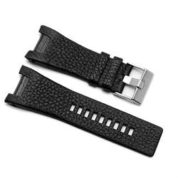 Clouismus 32 * 17 mm echtes Leder mit Edelstahl -Verschluss Wachbandgurt Dedizierte Männer für Diesel DZ4246 DZ127 3B -Armband(Black,32-17mm silver clasp) von Clouism