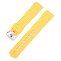 Clouismus Fluorkautschuk-Silikon-Uhrenarmbänder mit gebogenem Ende für Omega New Seamaster 300 Universe 007 20 mm 22 m Uhr Soft Strap Men Replacement(Yellow silver buckle) von Clouism