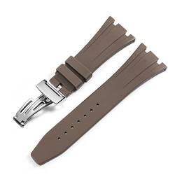 Clouismus Für AP Royal Oak Offshore 15400/15202/15703 Gummi-Silikon-Uhrenarmband Herren-Uhrenarmband-Zubehör 27 mm 28 mm(Brown silver,27mm) von Clouism