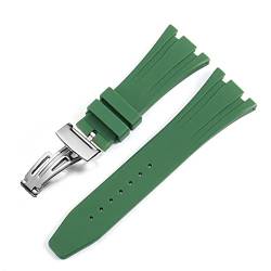 Clouismus Für AP Royal Oak Offshore 15400/15202/15703 Gummi-Silikon-Uhrenarmband Herren-Uhrenarmband-Zubehör 27 mm 28 mm(Green Silver,27mm) von Clouism