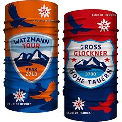 Club of Heroes 2er-Set Watzmann + Großglockner Bandana, nahtloses Multifunktionstuch aus weicher Mikrofaser/atmungsaktiv Schlauchschal Halstuch Schal/Alpen Bergsteigen Berchtesgaden Berge Hohe Tauern von Club of Heroes