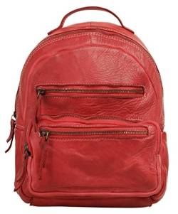 Cluty Rucksack Echt Leder Damen | Made in Italy, Smartphonefach, Vintage Daypack, Citybag aus Rindsleder, Schultertasche mit Reißverschluss rot | 020893 von Cluty