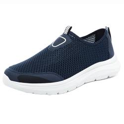 Cocey Atmungsaktive Herren Mesh Loafer Slip-On Sneaker Komfort Flache Sportschuhe für den Sommer (Dunkelblau,41) von Cocey