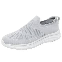 Cocey Atmungsaktive Herren Mesh Sportschuhe Slip-On Sneakers Lässige Wanderschuhe mit Flachem Absatz für den Sommer (Hellgrau,42) von Cocey