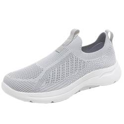 Cocey Atmungsaktive Herren-Sportschuhe mit Flachem Absatz Mesh-Tennisschuhe Leichte Sneakers mit Slip-On (Hellgrau,42) von Cocey