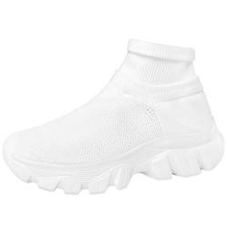 Cocey Damen Anti Slip Trainer Komfort Plattform Wanderschuhe Herren Slip-On Laufschuhe (Weiß,35) von Cocey