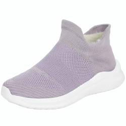 Cocey Damen Casual Flat Heel Sneakers Herren Slip-On Sportschuhe Wanderschuhe für den Winter (Lila,35) von Cocey