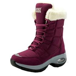 Cocey Damen Casual Outdoor Schneestiefel Warme und Modische High-Top Winterstiefel (Rot, 41 EU) von Cocey