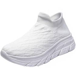 Cocey Damen Dämpfung Trainer Leichte Laufschuhe Herren Slip-On Mode Outdoor Fitnessschuhe (Weiß,36) von Cocey