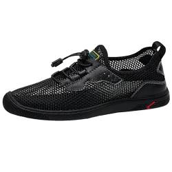 Cocey Herren Sommer Atmungsaktive Mesh Turnschuhe Leichte Slip-On Wanderschuhe mit Flachem Absatz (Schwarz,41) von Cocey