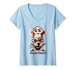 Damen Mokka Mantra T-Shirt mit V-Ausschnitt von Coffee Expert CHOICE T for Girl Woman, LIFE & LOVE