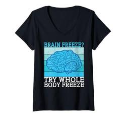 Damen Brain Freeze probieren Sie das Ganzkörper-Freeze-Eisbad T-Shirt mit V-Ausschnitt von Cold Plunge Acessories