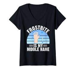 Damen Frostbite ist mein zweiter Vorname Eisbad T-Shirt mit V-Ausschnitt von Cold Plunge Acessories