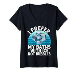 Damen Ich bevorzuge meine Bäder mit Eis, nicht Bubbles Ice Bath T-Shirt mit V-Ausschnitt von Cold Plunge Acessories