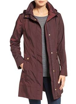 Cole Haan Damen Packable Hooded Rain Jacket with Bow (Standard and Plus Size) Regenmantel, aubergine, S von Cole Haan