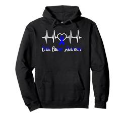 Darmkrebsbewusstsein HeartBeat Love Blue Ribbon Support Pullover Hoodie von Colon Cancer Awareness products (Lwaka)