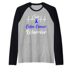 Darmkrebsbewusstsein Krieger Herzschlag Kampf blaues Band Raglan von Colon Cancer Awareness products (Lwaka)