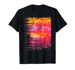 Batikfärbung Sonnenuntergang Orange Rosa Streifen Abstrakte Kunst T-Shirt von Color splash Modern Colors Paint strokes Artistic