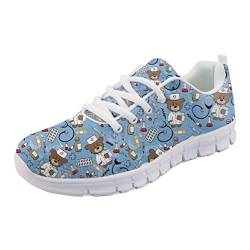 Coloranimal Blue Pediatrics Nurse Pattern Laufen Jogging Turnschuhe für Frauen Mädchen Go Easy Walking Wohnungen Casual Dailyshoes Air Mesh Leichte Tennisschuhe Größe EU43 von Coloranimal