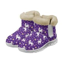 Coloranimal Schneestiefel für Damen, Winterstiefel, lässige Wanderstiefel für den kalten Winter, Damen-Stiefeletten, Schlupfstiefeletten, White Horse Cartoon, 39.5 EU Herren/42 EU Frau von Coloranimal