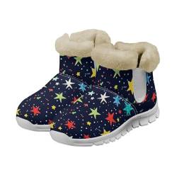 Coloranimal Schneestiefel für Damen, lässig, Winterstiefel mit weichem Plüsch, hält warm, Winterschuhe, modische Wanderstiefel, Regenbogen/Sterne, 39.5 EU Herren/42 EU Frau von Coloranimal