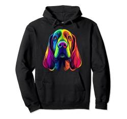 Bunter Basset Hound Face Cute Dog Lover Männer Frauen Schwarz Pullover Hoodie von Colorful Dog Face