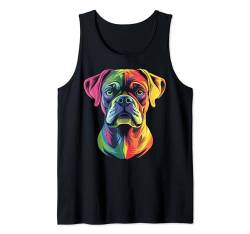 Bunter Boxer Hund niedliches Welpengesicht Männer Frauen Schwarz Tank Top von Colorful Dog Face