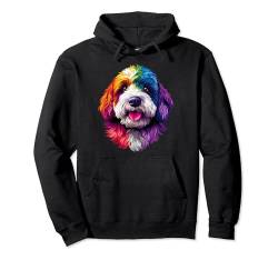 Buntes Bernedoodle-Gesicht, niedlicher Hundeliebhaber, für Männer und Frauen, Schwarz Pullover Hoodie von Colorful Dog Face